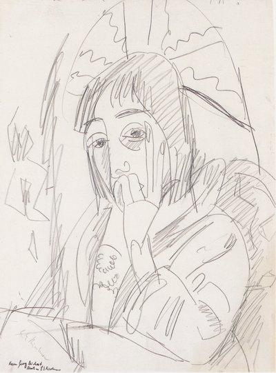 Erna with Japanese Umbrella by Ernst Ludwig Kirchner
